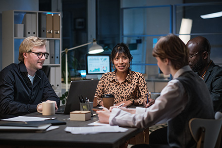 Team discussing their IT strategy. 